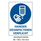 Handen desinfecteren verplicht sticker A6 OP=OP